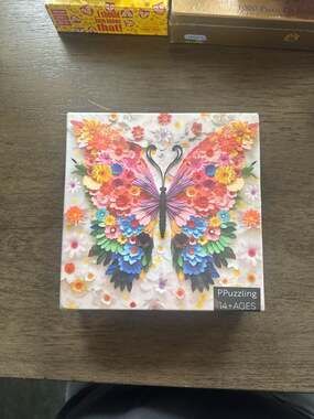 PPuzzling 1000 Piece Colorful Flower Butterfly Paper Art Jigsaw Puzzle for Adult